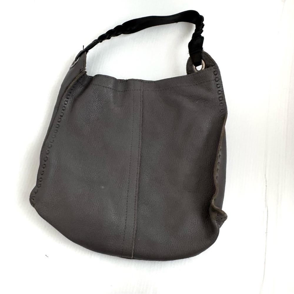 Lucky Brand y2k Gray Leather Women's Bag braided handle super soft leather - Picture 1 of 10